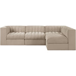 Rummi Velvet Performance Fabric Upholstered 4pc. Modular Sectional in Beige