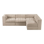 Rummi Velvet Performance Fabric Upholstered 4pc. Modular Sectional in Beige