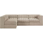 Rummi Velvet Performance Fabric Upholstered 4pc. Modular Sectional in Beige