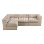 Rummi Velvet Performance Fabric Upholstered 4pc. Modular Sectional in Beige