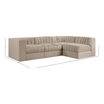 Rummi Velvet Performance Fabric Upholstered 4pc. Modular Sectional in Beige