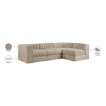 Rummi Velvet Performance Fabric Upholstered 4pc. Modular Sectional in Beige