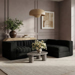 Rummi Velvet Performance Fabric Upholstered 4pc. Modular Sectional in Black