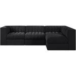 Rummi Velvet Performance Fabric Upholstered 4pc. Modular Sectional in Black