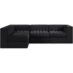 Rummi Velvet Performance Fabric Upholstered 4pc. Modular Sectional in Black