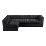 Rummi Velvet Performance Fabric Upholstered 4pc. Modular Sectional in Black