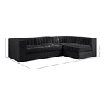 Rummi Velvet Performance Fabric Upholstered 4pc. Modular Sectional in Black