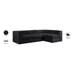 Rummi Velvet Performance Fabric Upholstered 4pc. Modular Sectional in Black