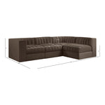 Rummi Velvet Performance Fabric Upholstered 4pc. Modular Sectional in Brown