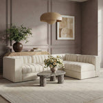 Rummi Velvet Performance Fabric Upholstered 4pc. Modular Sectional in Cream