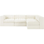 Rummi Velvet Performance Fabric Upholstered 4pc. Modular Sectional in Cream
