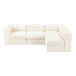 Rummi Velvet Performance Fabric Upholstered 4pc. Modular Sectional in Cream