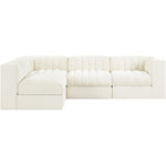 Rummi Velvet Performance Fabric Upholstered 4pc. Modular Sectional in Cream
