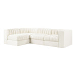 Rummi Velvet Performance Fabric Upholstered 4pc. Modular Sectional in Cream