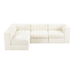 Rummi Velvet Performance Fabric Upholstered 4pc. Modular Sectional in Cream