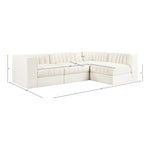 Rummi Velvet Performance Fabric Upholstered 4pc. Modular Sectional in Cream
