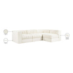 Rummi Velvet Performance Fabric Upholstered 4pc. Modular Sectional in Cream
