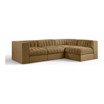 Rummi Velvet Performance Fabric Upholstered 4pc. Modular Sectional in Saddle