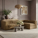 Rummi Velvet Performance Fabric Upholstered 4pc. Modular Sectional in Saddle
