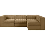 Rummi Velvet Performance Fabric Upholstered 4pc. Modular Sectional in Saddle