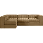 Rummi Velvet Performance Fabric Upholstered 4pc. Modular Sectional in Saddle