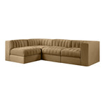 Rummi Velvet Performance Fabric Upholstered 4pc. Modular Sectional in Saddle