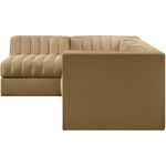 Rummi Velvet Performance Fabric Upholstered 4pc. Modular Sectional in Saddle