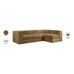 Rummi Velvet Performance Fabric Upholstered 4pc. Modular Sectional in Saddle