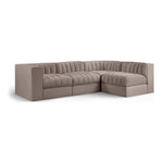 Rummi Velvet Performance Fabric Upholstered 4pc. Modular Sectional in Taupe