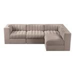 Rummi Velvet Performance Fabric Upholstered 4pc. Modular Sectional in Taupe
