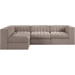 Rummi Velvet Performance Fabric Upholstered 4pc. Modular Sectional in Taupe