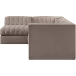Rummi Velvet Performance Fabric Upholstered 4pc. Modular Sectional in Taupe