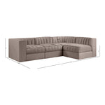 Rummi Velvet Performance Fabric Upholstered 4pc. Modular Sectional in Taupe