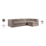 Rummi Velvet Performance Fabric Upholstered 4pc. Modular Sectional in Taupe