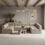 Rummi Velvet Performance Fabric Upholstered 6pc. Modular Sectional in Beige