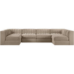Rummi Velvet Performance Fabric Upholstered 6pc. Modular Sectional in Beige