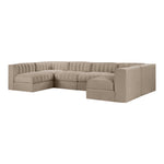 Rummi Velvet Performance Fabric Upholstered 6pc. Modular Sectional in Beige