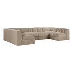 Rummi Velvet Performance Fabric Upholstered 6pc. Modular Sectional in Beige