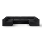 Rummi Velvet Performance Fabric Upholstered 6pc. Modular Sectional in Black