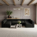 Rummi Velvet Performance Fabric Upholstered 6pc. Modular Sectional in Black