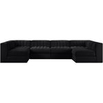 Rummi Velvet Performance Fabric Upholstered 6pc. Modular Sectional in Black