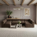 Rummi Velvet Performance Fabric Upholstered 6pc. Modular Sectional in Brown