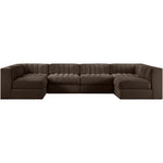 Rummi Velvet Performance Fabric Upholstered 6pc. Modular Sectional in Brown
