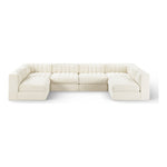Rummi Velvet Performance Fabric Upholstered 6pc. Modular Sectional in Cream