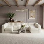 Rummi Velvet Performance Fabric Upholstered 6pc. Modular Sectional in Cream
