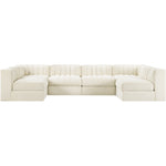 Rummi Velvet Performance Fabric Upholstered 6pc. Modular Sectional in Cream