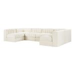 Rummi Velvet Performance Fabric Upholstered 6pc. Modular Sectional in Cream