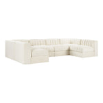 Rummi Velvet Performance Fabric Upholstered 6pc. Modular Sectional in Cream