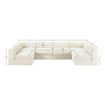 Rummi Velvet Performance Fabric Upholstered 6pc. Modular Sectional in Cream
