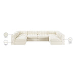 Rummi Velvet Performance Fabric Upholstered 6pc. Modular Sectional in Cream